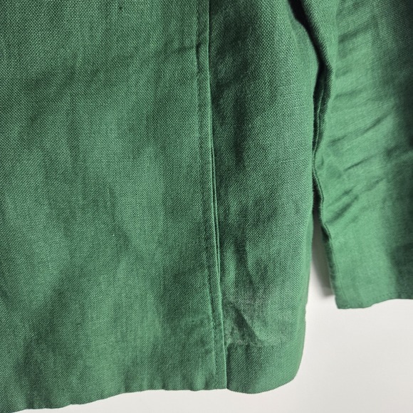 Talbots 100% Irish Linen Open Front Blazer Jacket Women Large Green Light - Picture 5 of 12